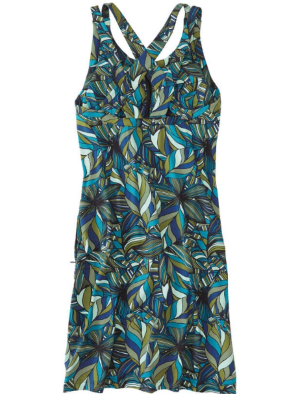 Title Nine LikeNu Size XS 2 Cirque de la Vie Dress Sporty Blue Green Sport Bra